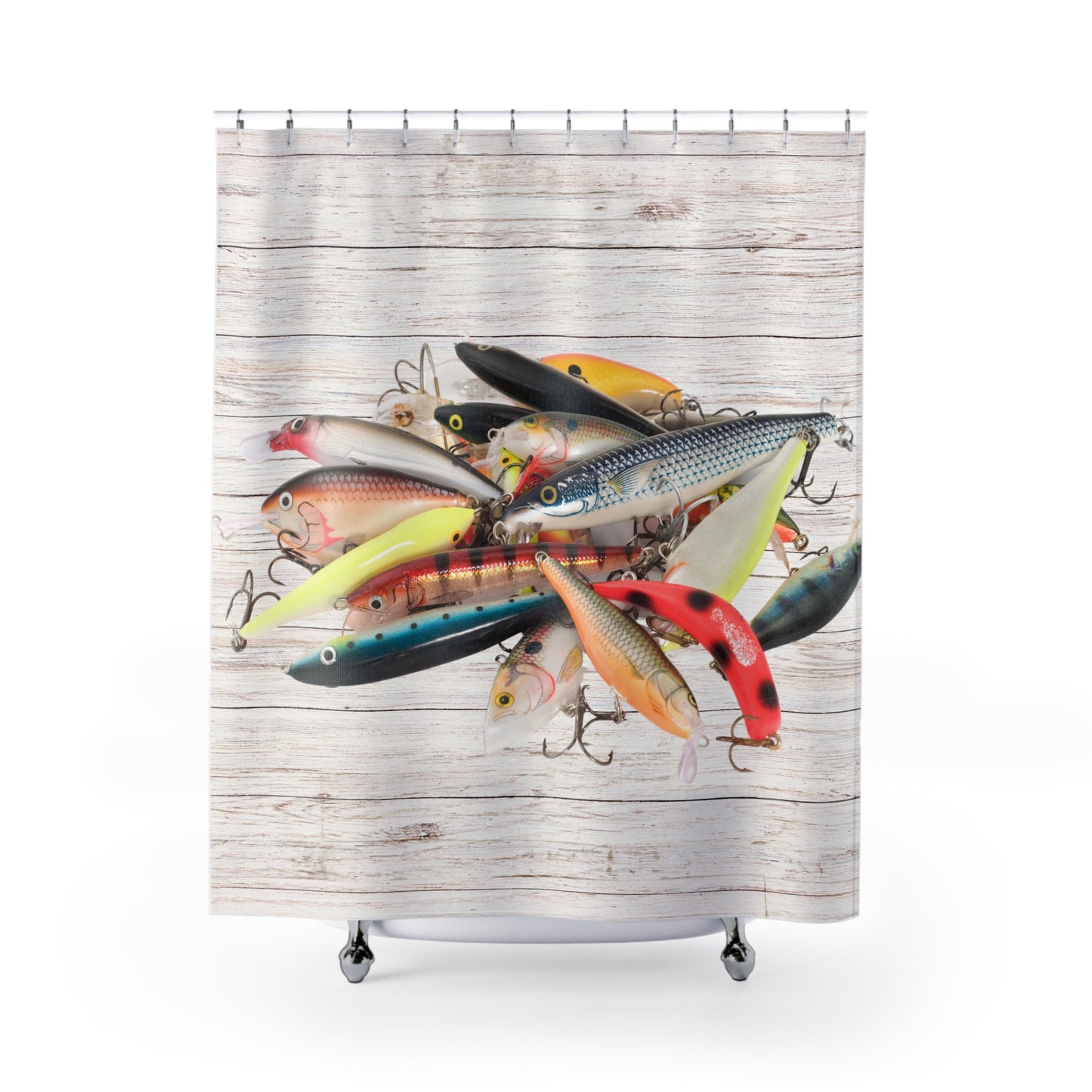 Fishing Lures Shower Curtain Fish  Fisherman Bathroom Decor Gift