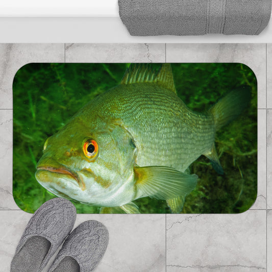 Bass Fish Fishing Murky Waters Colorful Fisherman Bath Mat Gift Bathroom Decor