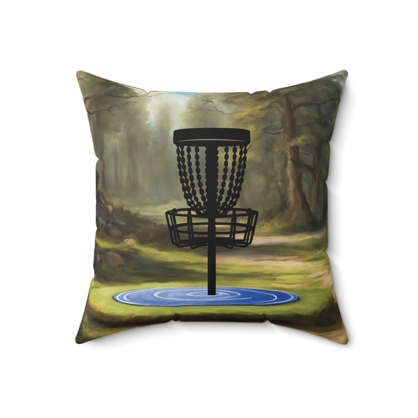 Disc Golf Tranquility Spun Polyester Square Pillow Discgolf Discgolfer  Decor Gift