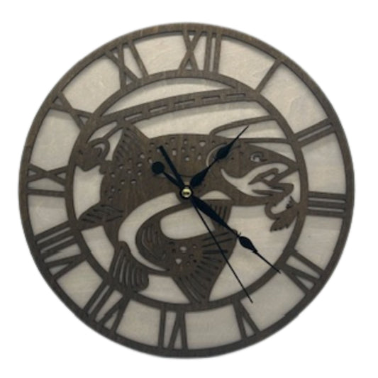 Custom BASS FISH FISHING Wall Clock Laser Cut Layered Wood Decor Gift