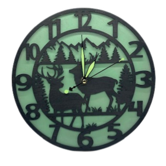 Custom DEER BUCKS Hunting Wildlife Wall Clock Laser Cut Layered Wood Decor Gift