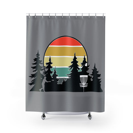 Disc Golf Sunset Tree Scene Colorful Shower Curtain Discgolf Discgolfer Bathroom Decor Gift