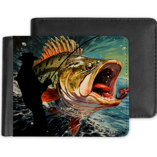 Custom Fishing Fisherman PHOTO Bi-Fold Wallet Gift Sublimated Design Personalized