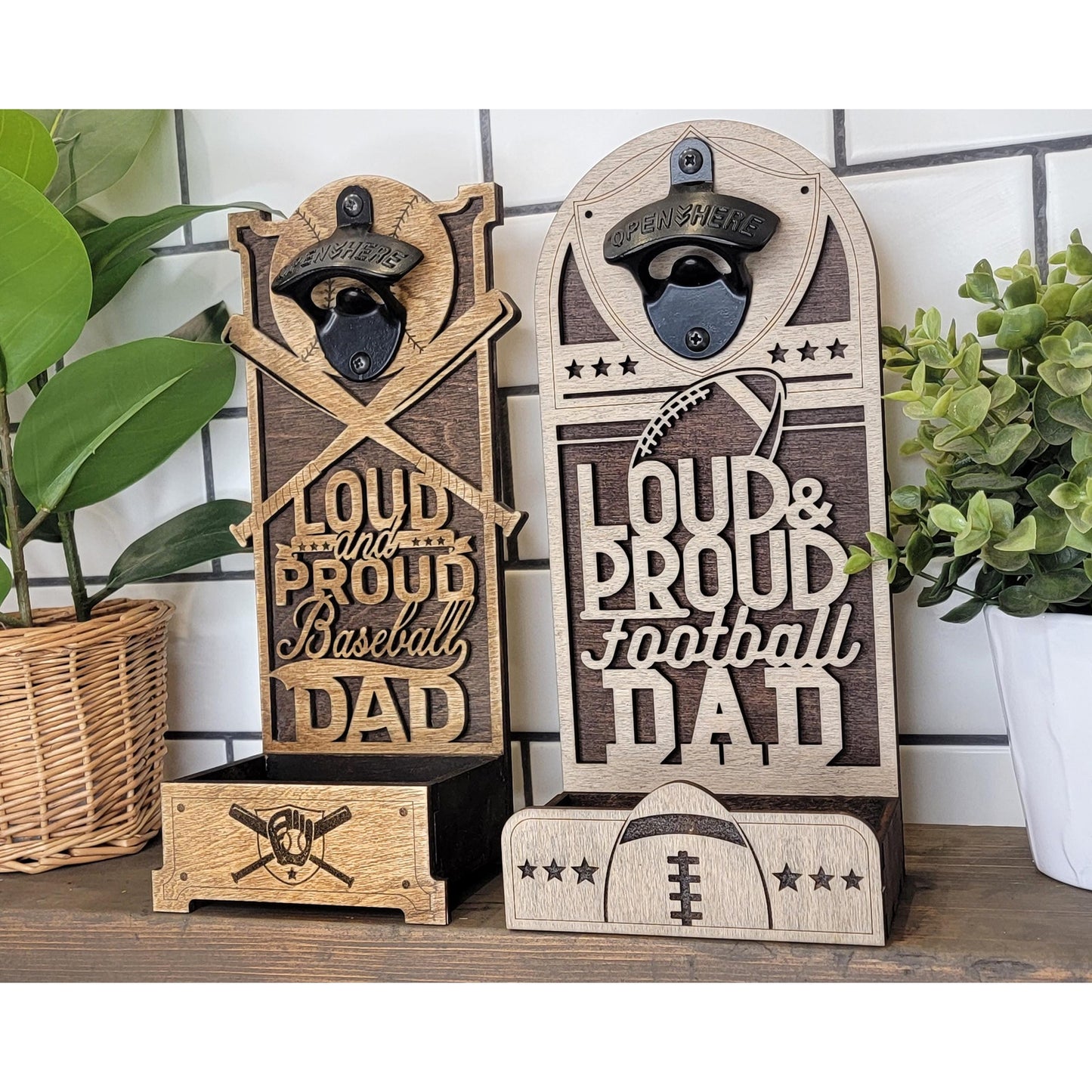 FOOTBALL Dad Loud Proud Custom Bottle Opener Sports Dad Wall Mounted Gift