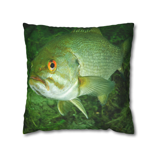 Fish Fishing  Murky Waters Faux Suede Square Double Sided Print Throw Pillow Fisherman Gift Decor