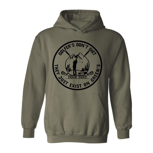 Golf Hoodie Golfers Don't Diet Custom Name Funny Swinging Golfer Golfing Sweatshirt