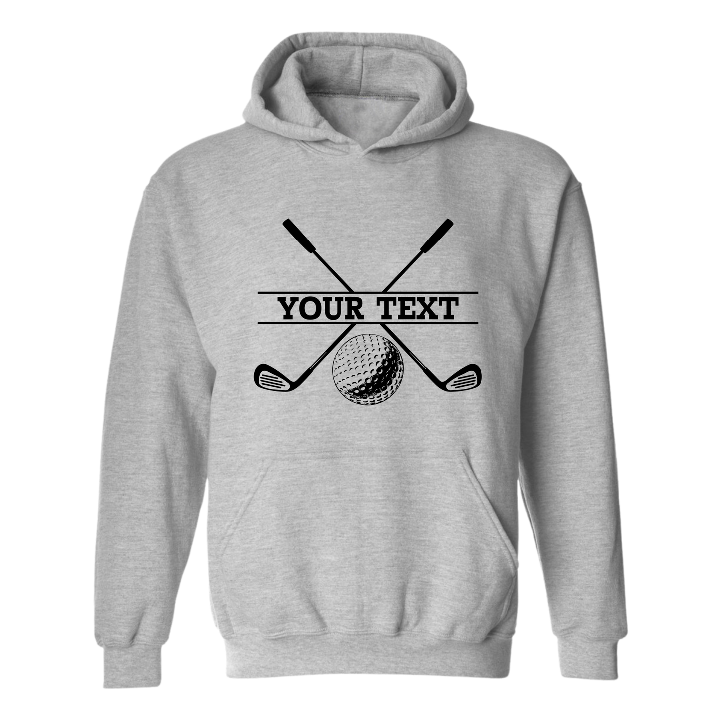 Golf Hoodie Personalized Golf Ball Crossed Clubs YOUR NAME Print Design Sweatshirt