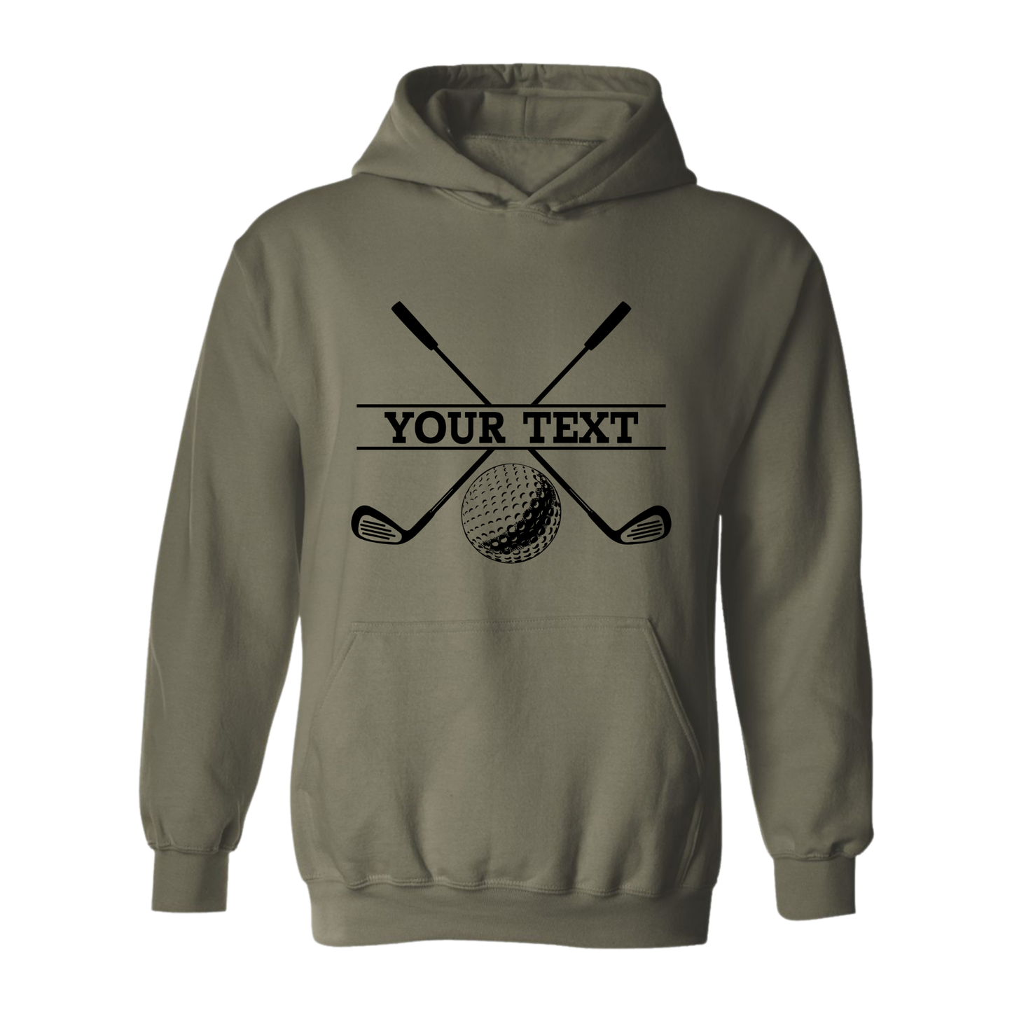 Golf Hoodie Personalized Golf Ball Crossed Clubs YOUR NAME Print Design Sweatshirt