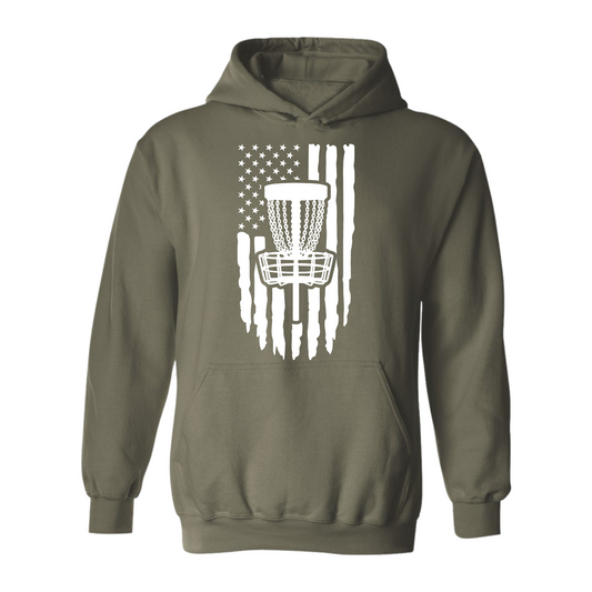 Disc Golf Hoodie PATRIOTIC AMERICAN Flag Discgolfing Sweatshirt