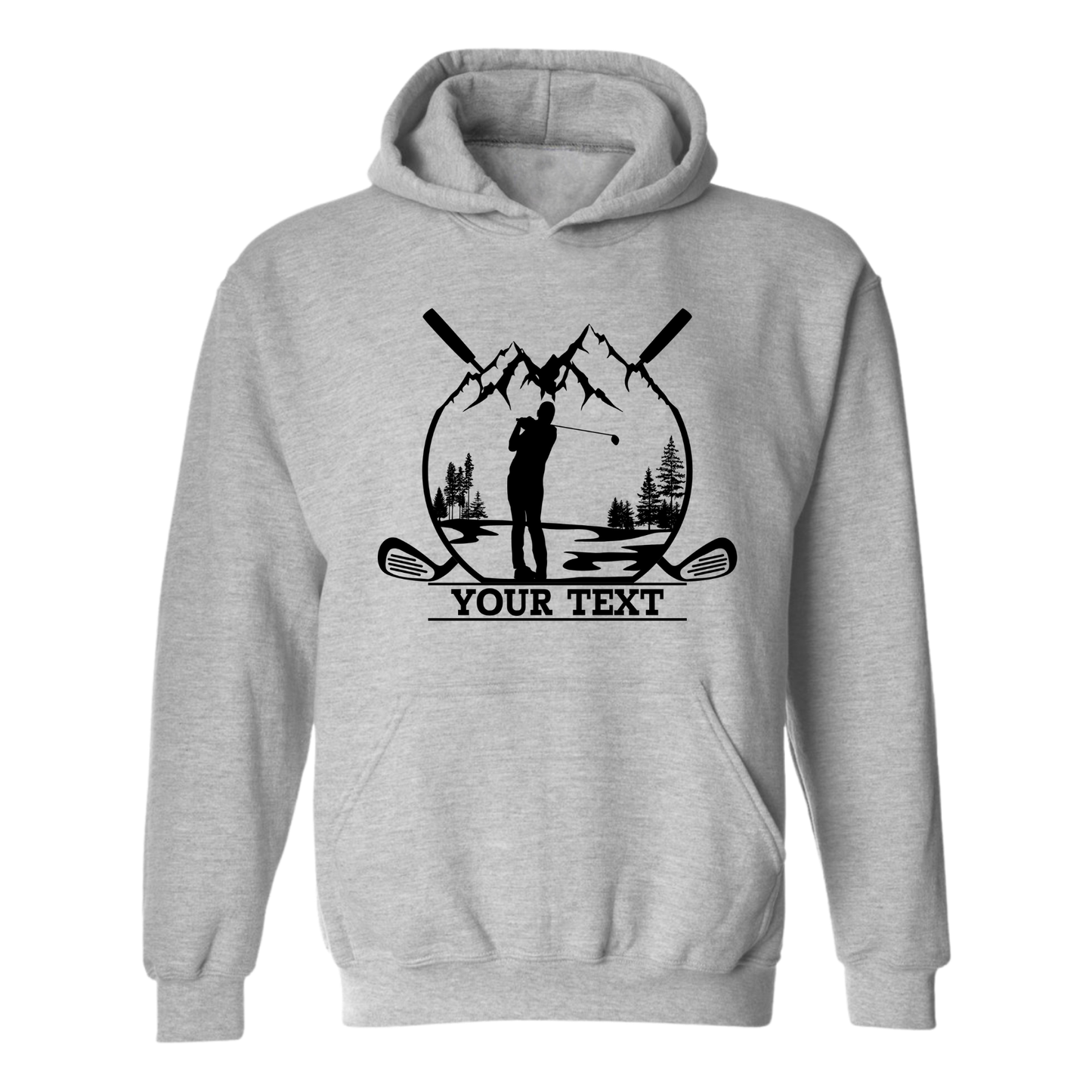 Golf Hoodie Personalized Golfer in Nature Scenery Silhouette Art Custom Name Sweatshirt