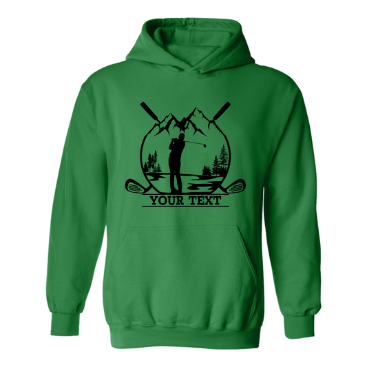 Golf Hoodie Personalized Golfer in Nature Scenery Silhouette Art Custom Name Sweatshirt