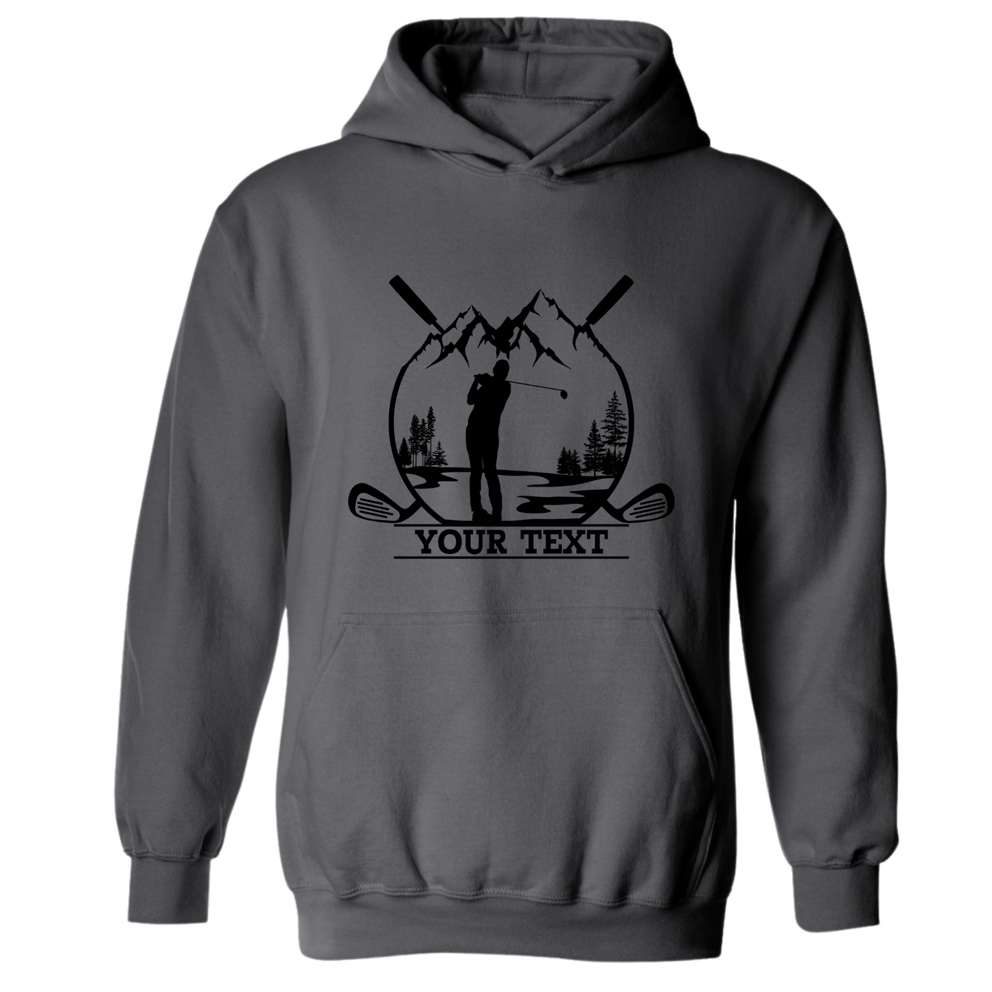 Golf Hoodie Personalized Golfer in Nature Scenery Silhouette Art Custom Name Sweatshirt