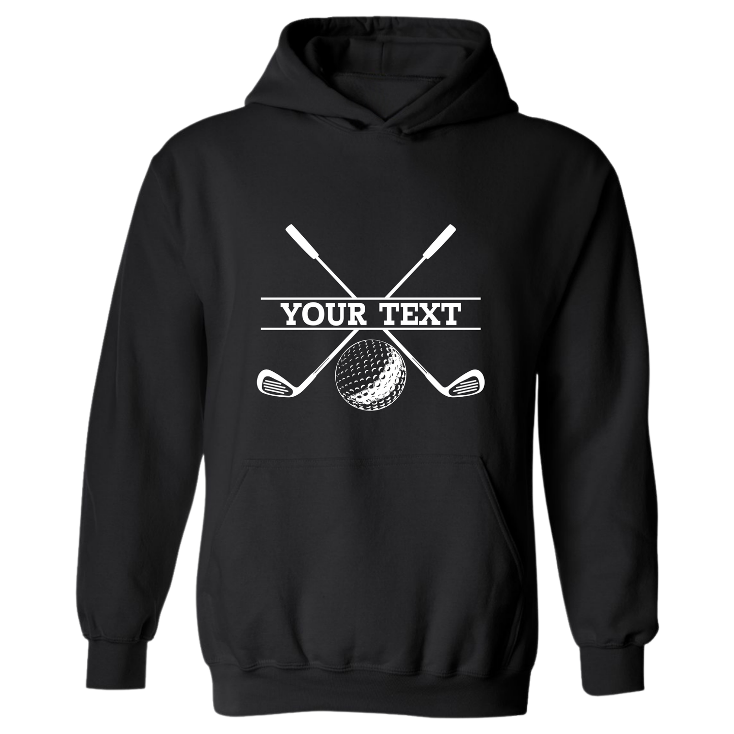 Golf Hoodie Personalized Golf Ball Crossed Clubs YOUR NAME Print Design Sweatshirt