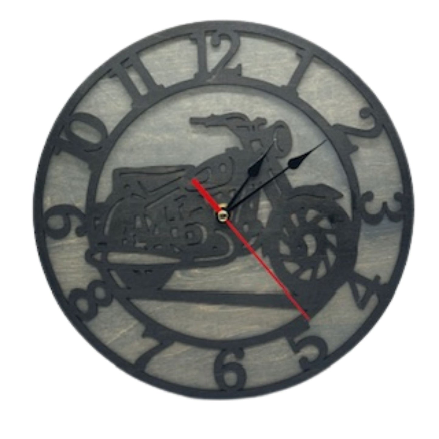 Custom MOTORCYCLE Wall Clock Laser Cut Layered Wood Decor Gift 