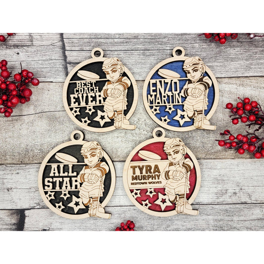 Personalized Animated HOCKEY Ornaments Male or Female Custom Christmas Gift