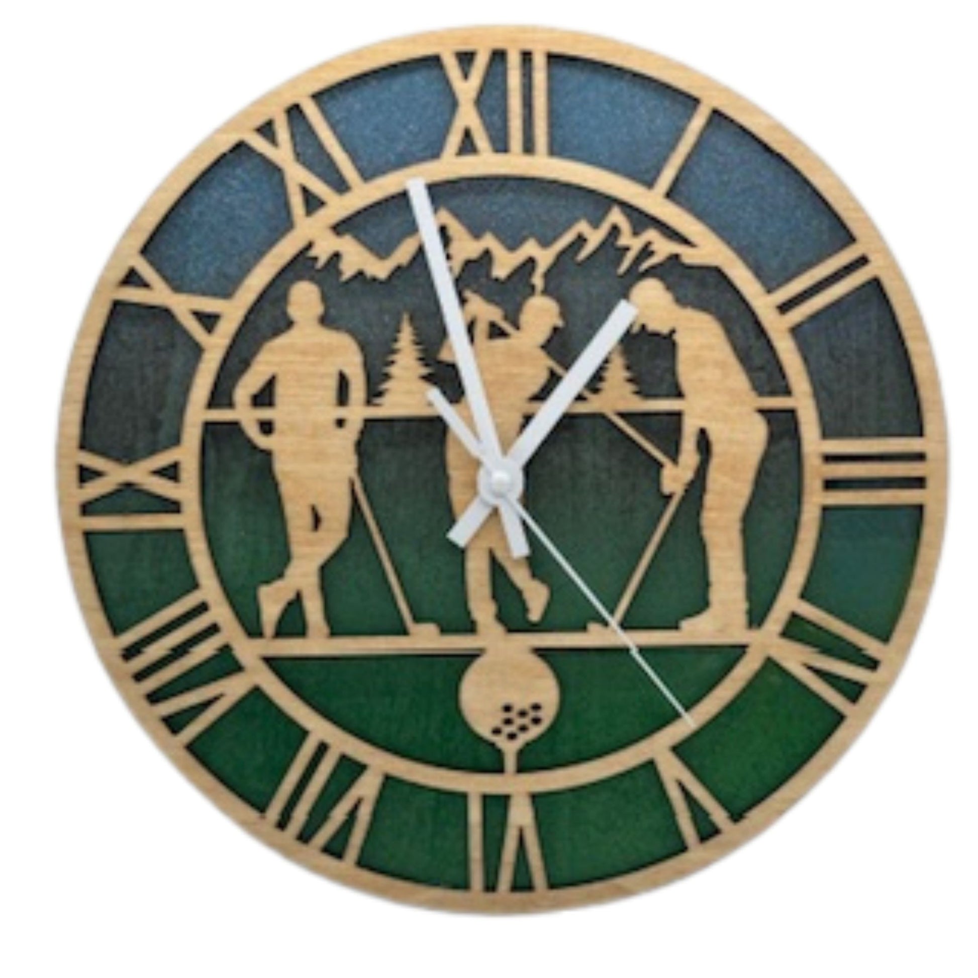 Custom GOLF GOLFING Wall Clock Laser Cut Layered Wood Decor Gift 