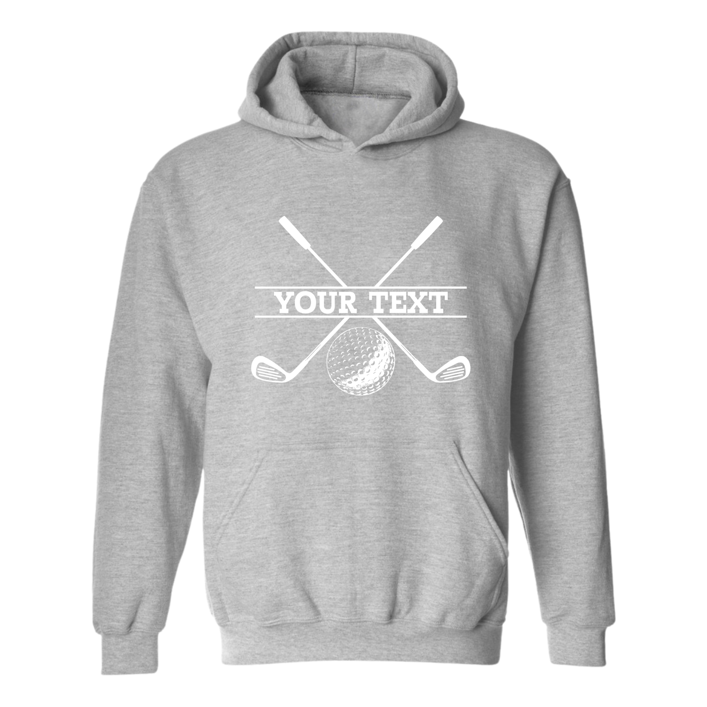 Golf Hoodie Personalized Golf Ball Crossed Clubs YOUR NAME Print Design Sweatshirt