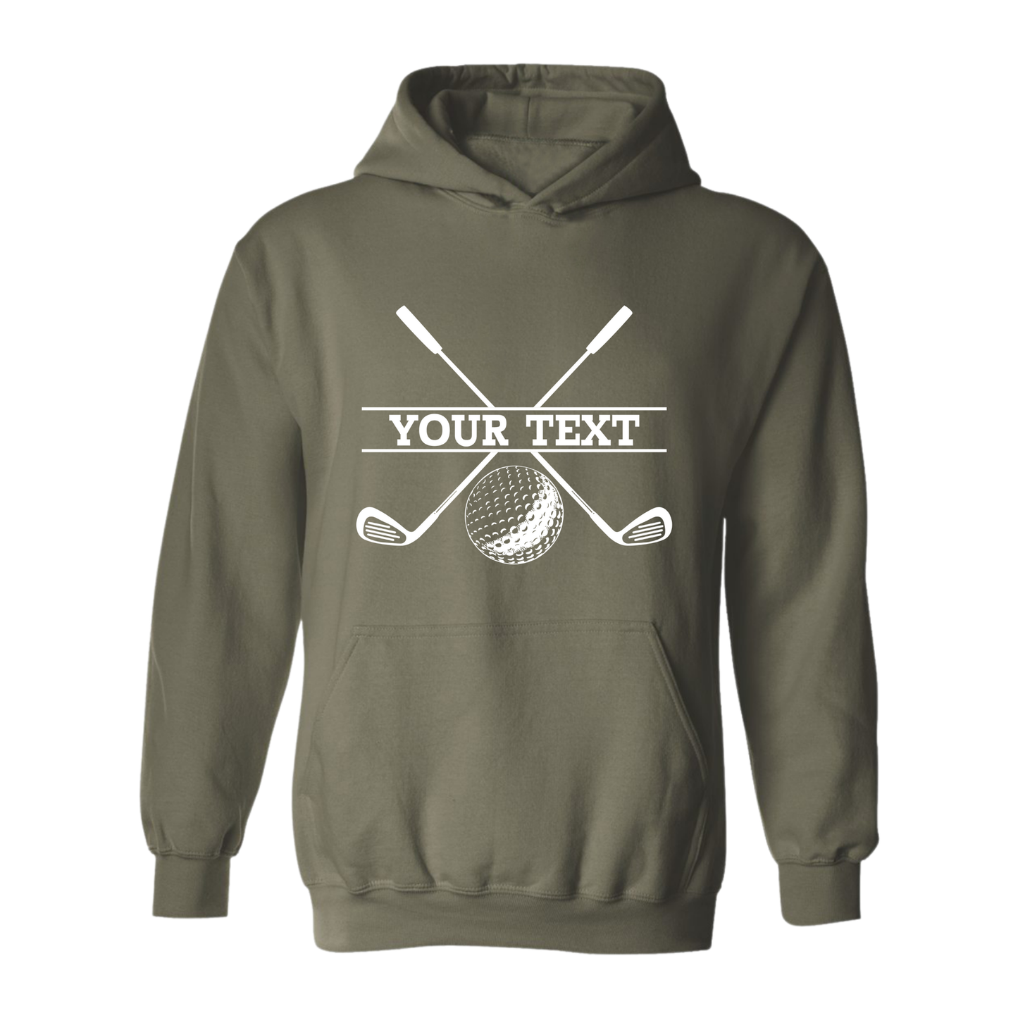 Golf Hoodie Personalized Golf Ball Crossed Clubs YOUR NAME Print Design Sweatshirt