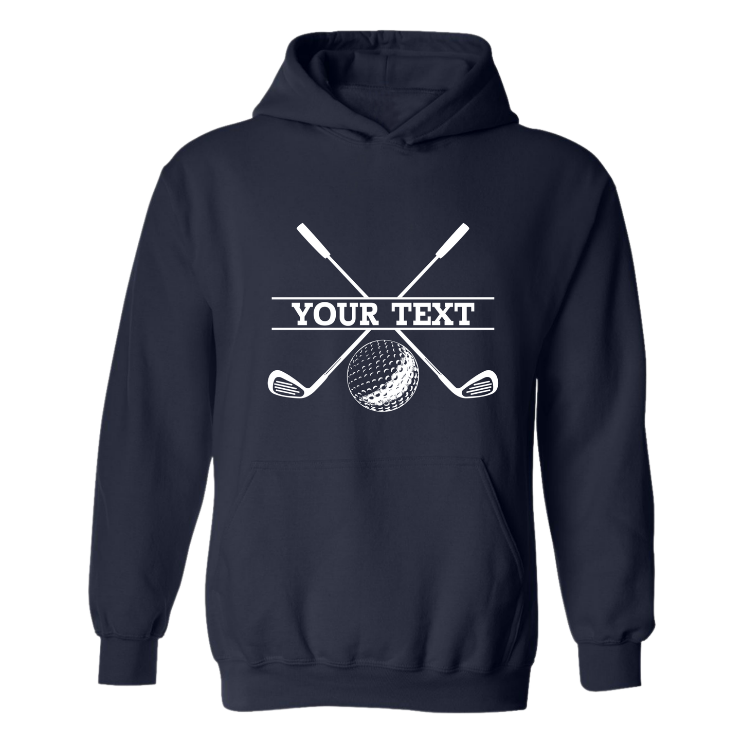 Golf Hoodie Personalized Golf Ball Crossed Clubs YOUR NAME Print Design Sweatshirt