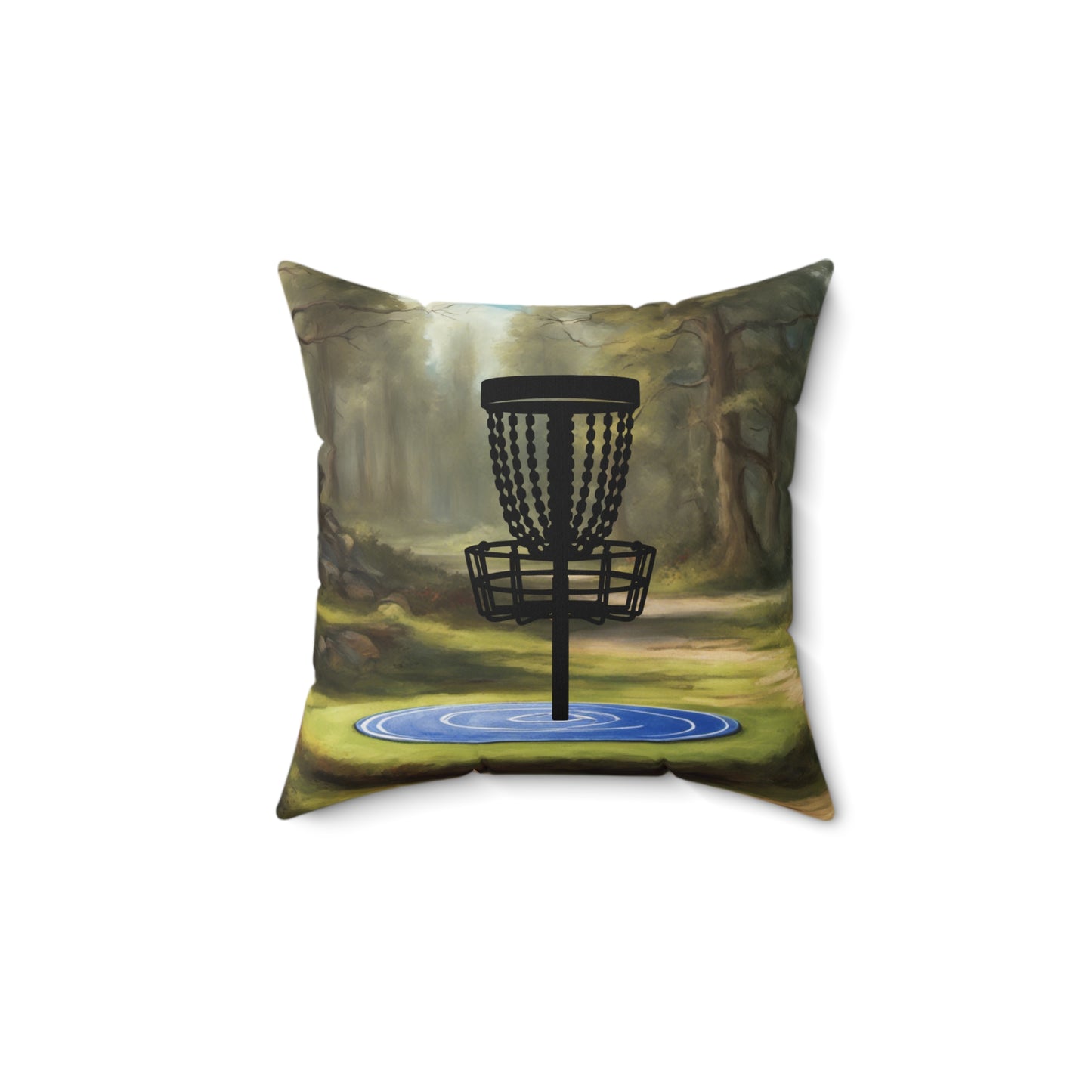 Disc Golf Tranquility Spun Polyester Square Pillow Discgolf Discgolfer  Decor Gift