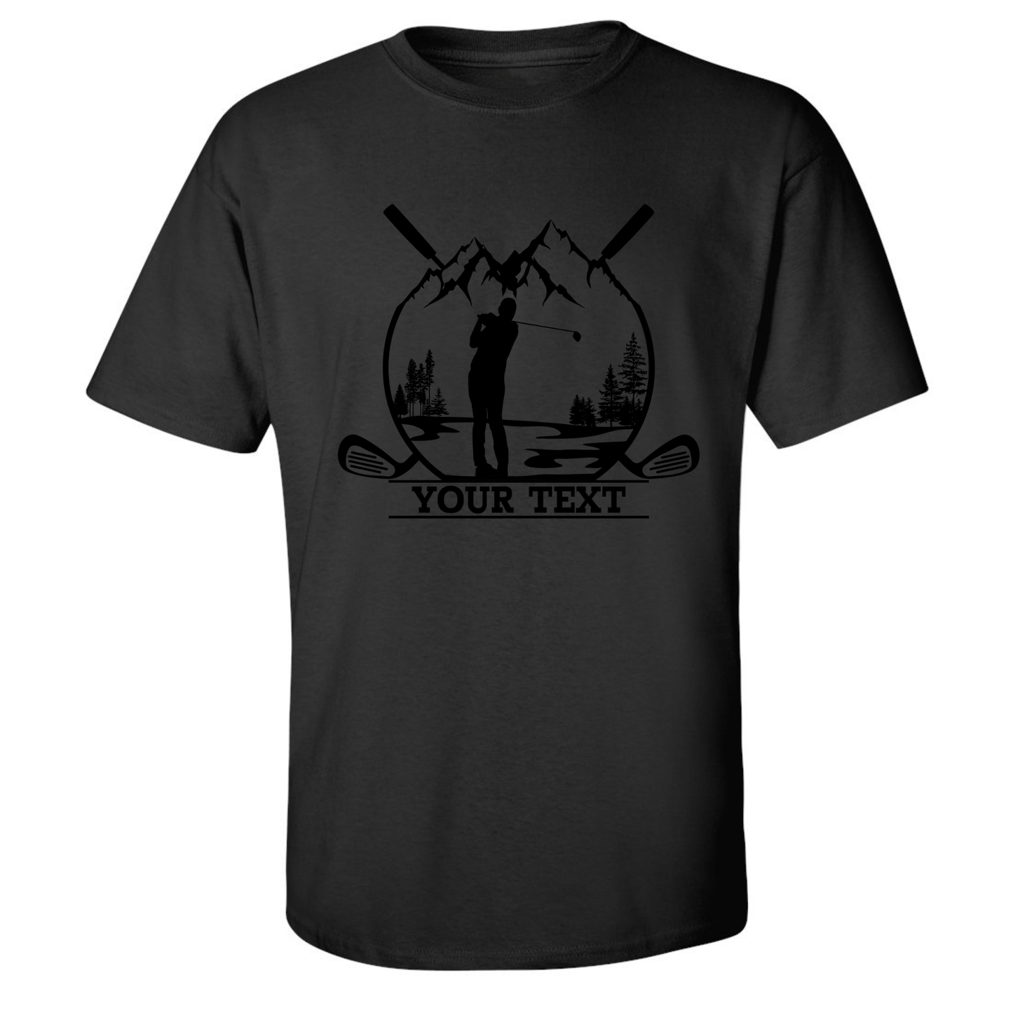 Personalized Golfer in Nature Scenery Silhouette Art Custom Text T-Shirt
