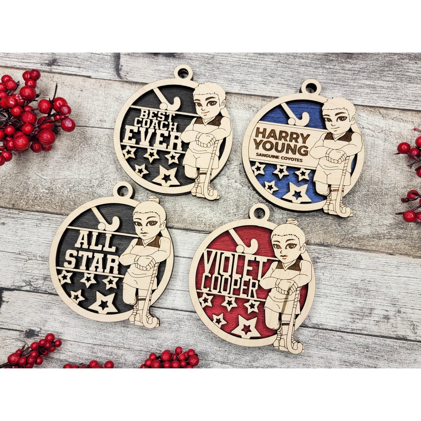 Personalized Animated Field HOCKEY Ornaments Custom Christmas Gift