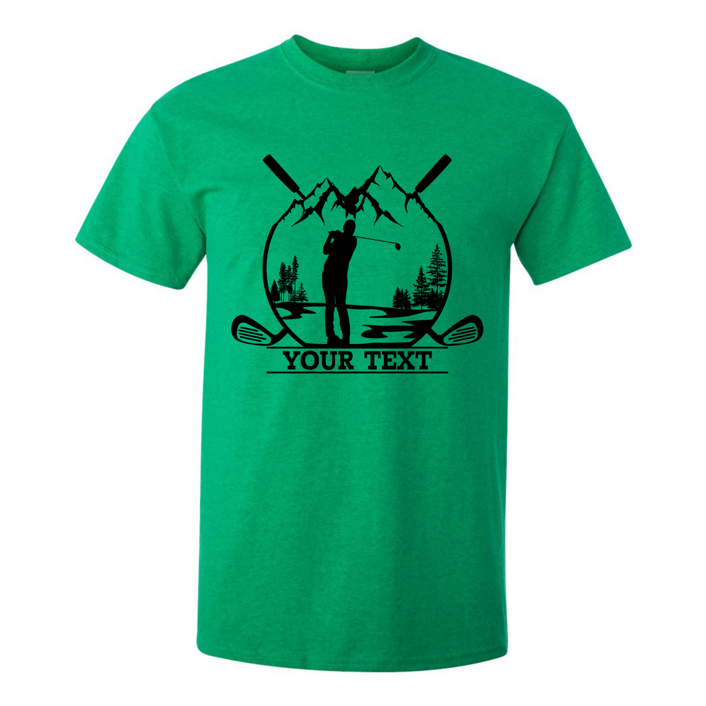 Personalized Golfer in Nature Scenery Silhouette Art Custom Text T-Shirt