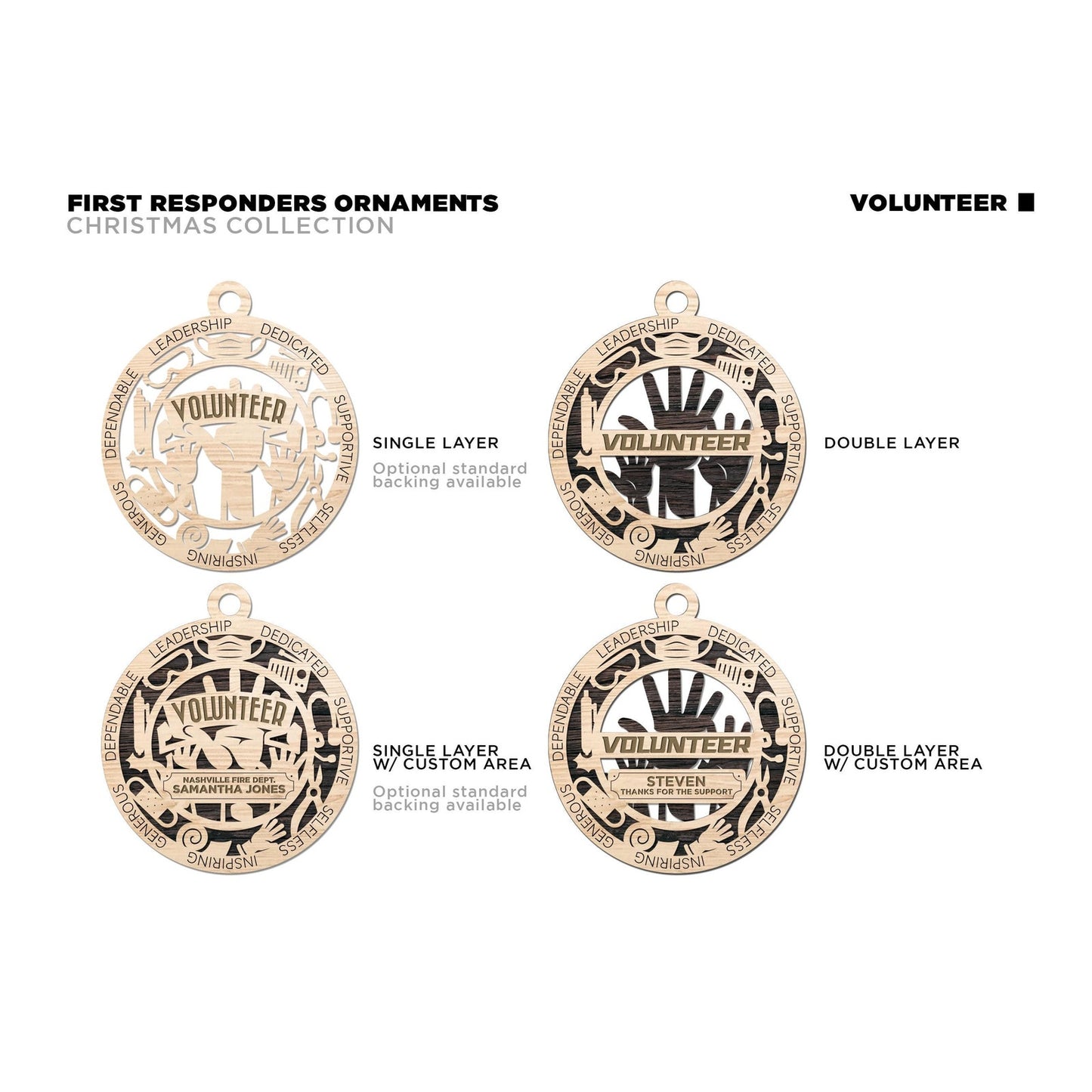 VOLUNTEER Ornament Personalized First Responder Christmas Gift