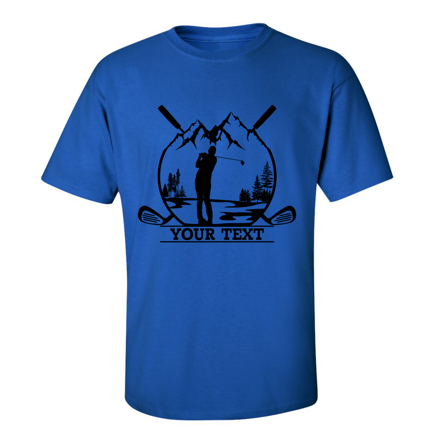 Personalized Golfer in Nature Scenery Silhouette Art Custom Text T-Shirt