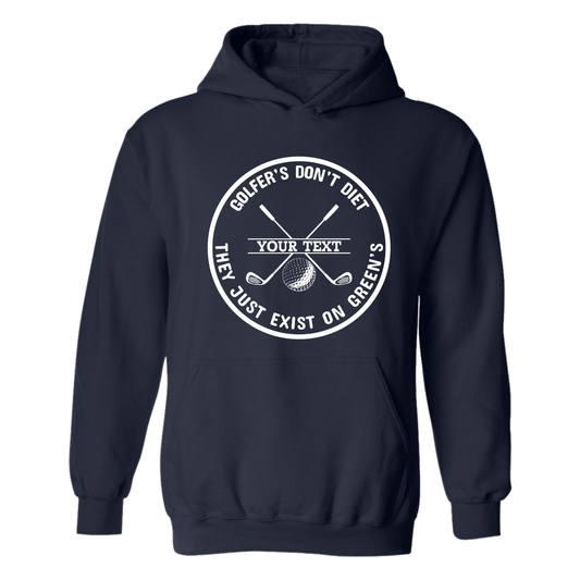 Golf Hoodie Golfers Don't Diet Personalized Name Funny Golf Clubs Ball Golfing Sweatshirt