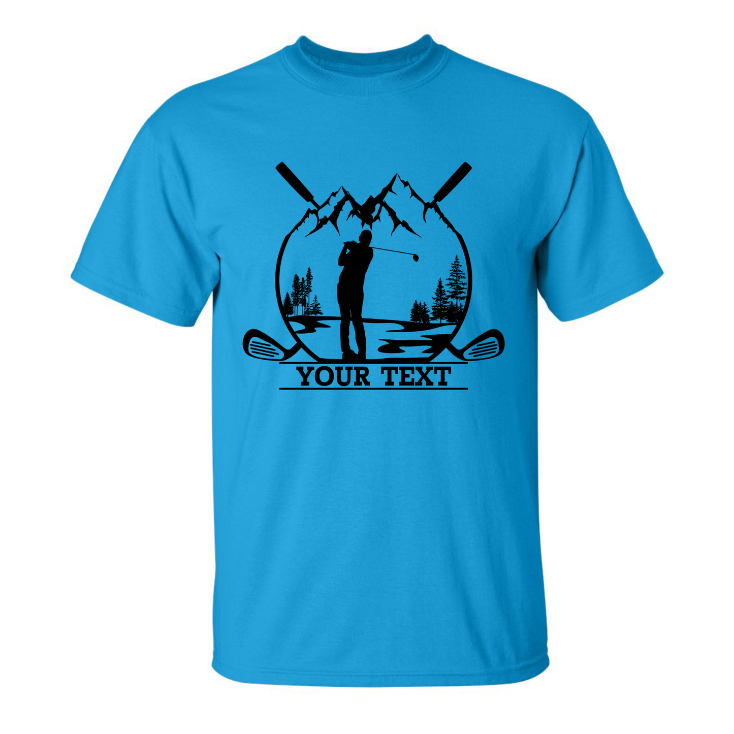 Personalized Golfer in Nature Scenery Silhouette Art Custom Text T-Shirt