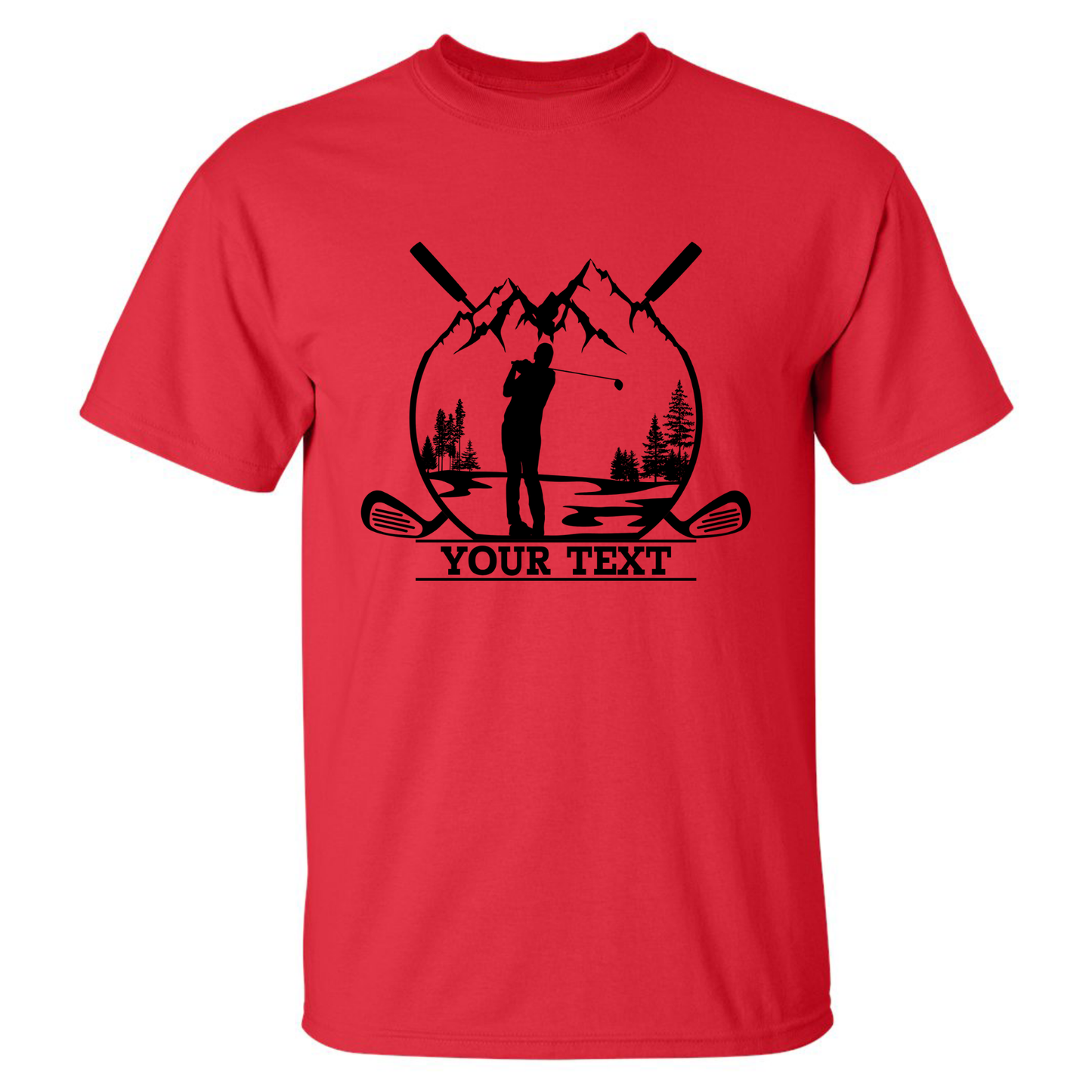 Personalized Golfer in Nature Scenery Silhouette Art Custom Text T-Shirt