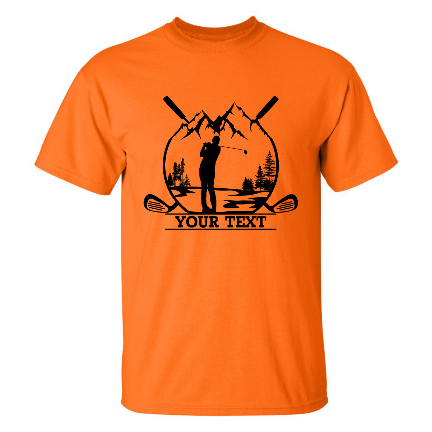 Personalized Golfer in Nature Scenery Silhouette Art Custom Text T-Shirt
