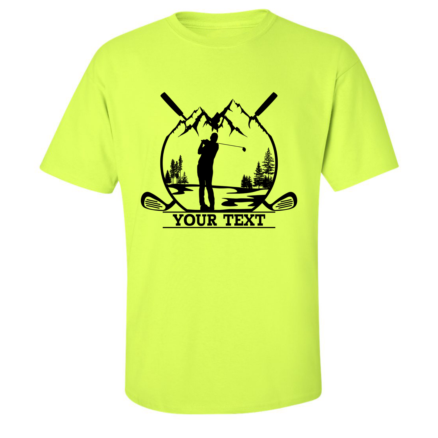 Personalized Golfer in Nature Scenery Silhouette Art Custom Text T-Shirt