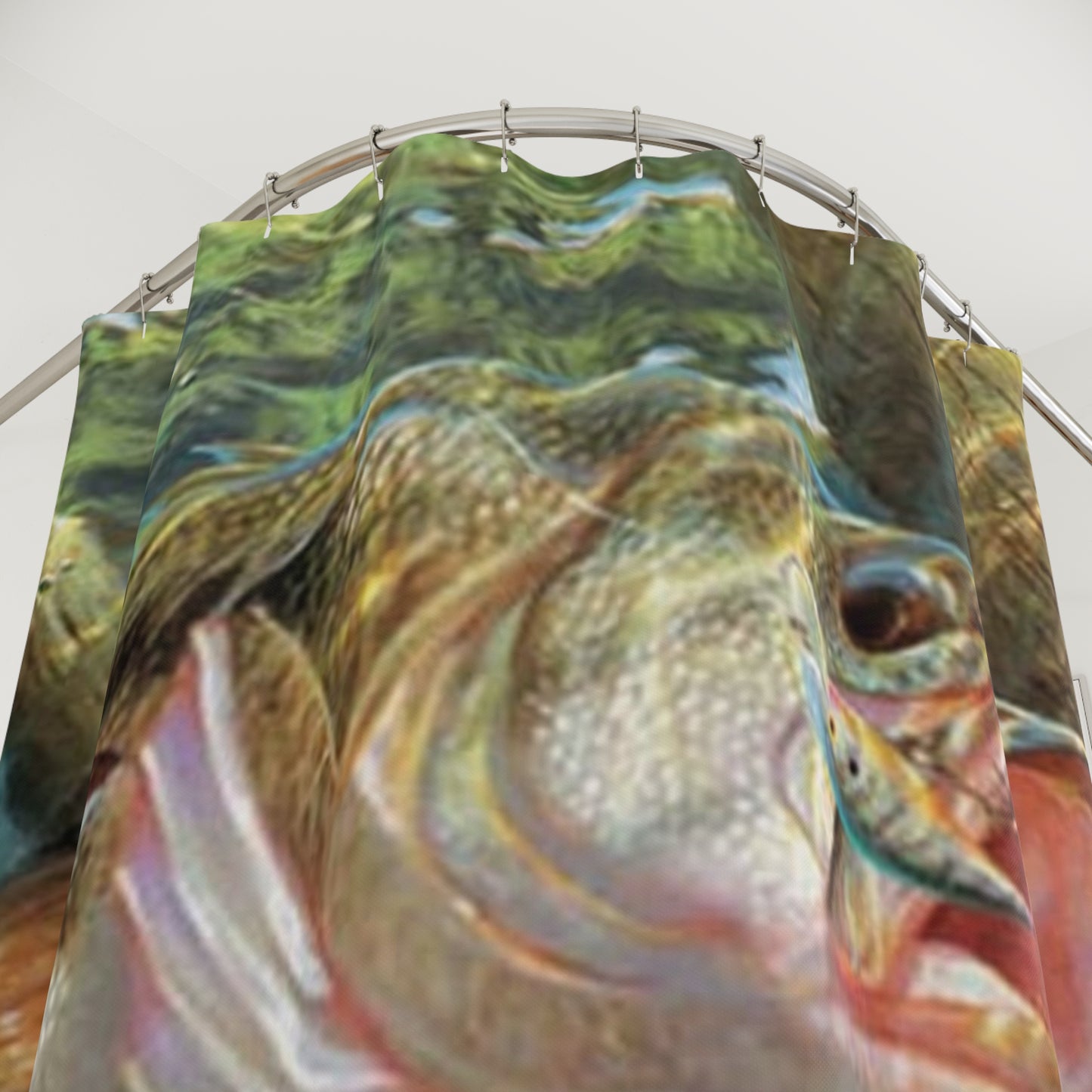 Bass Fishing Jumping Fish with Lure Colorful Shower Curtain Fisherman Bathroom Decor Gift