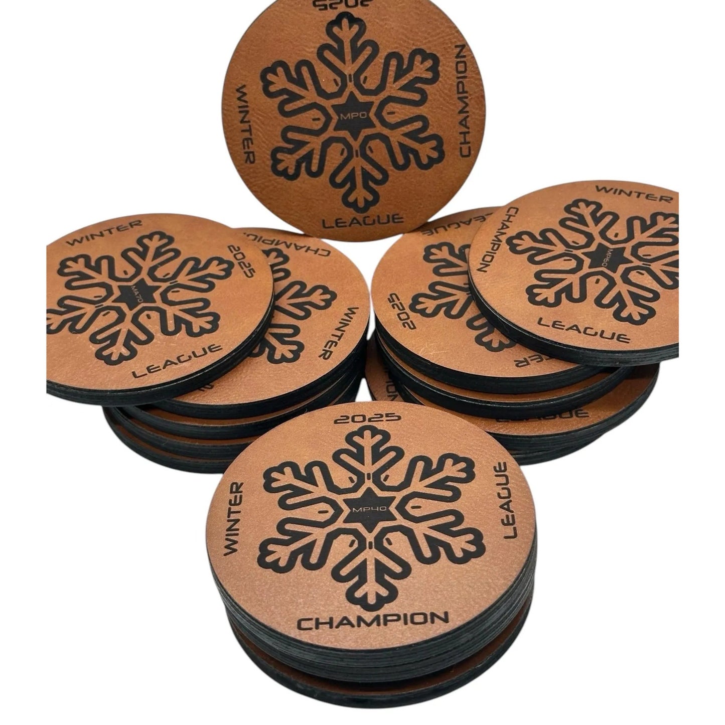 DISC GOLF Custom Mini Leather On Wood 2 Layer Laser Engraved Discgolfer Gift Personalized