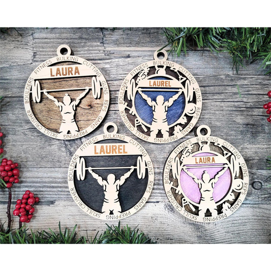 Personalized WEIGHT LIFTER Ornament Male or Female Custom Name Gift