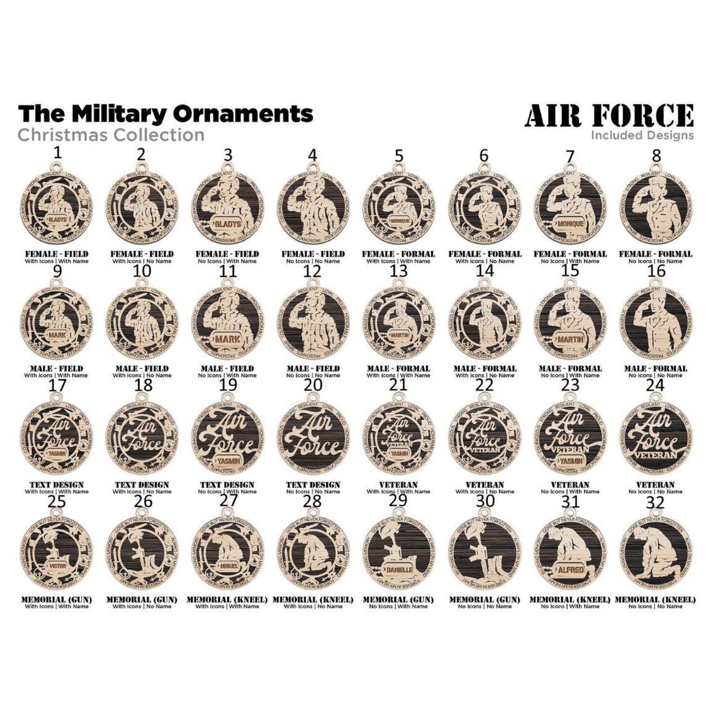 Air Force Ornament Military Christmas Veteran Air Force Personalized Gifts