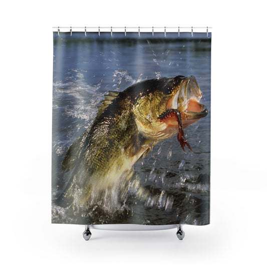 Fishing Jumping Fish Lure Shower Curtain Fisherman Bathroom Decor Gift