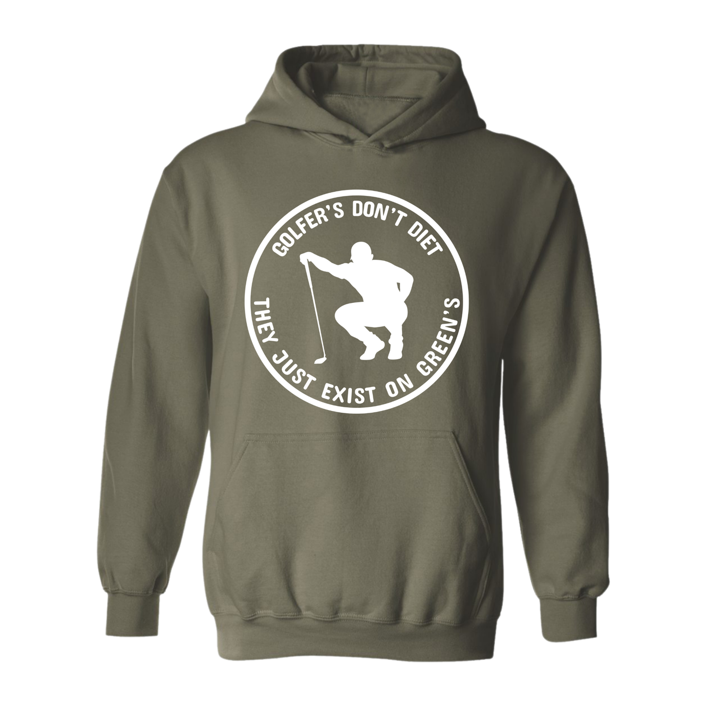 Golf Hoodie Golfers Don't Diet On Greens Funny Man Golfer Kneeling Golfing Quote Sweatshirt