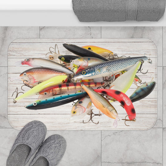 Fishing Lures Fish Colorful Fisherman Bath Mat Gift Bathroom Decor