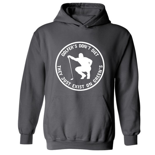 Golf Hoodie Golfers Don't Diet On Greens Funny Man Golfer Kneeling Golfing Quote Sweatshirt