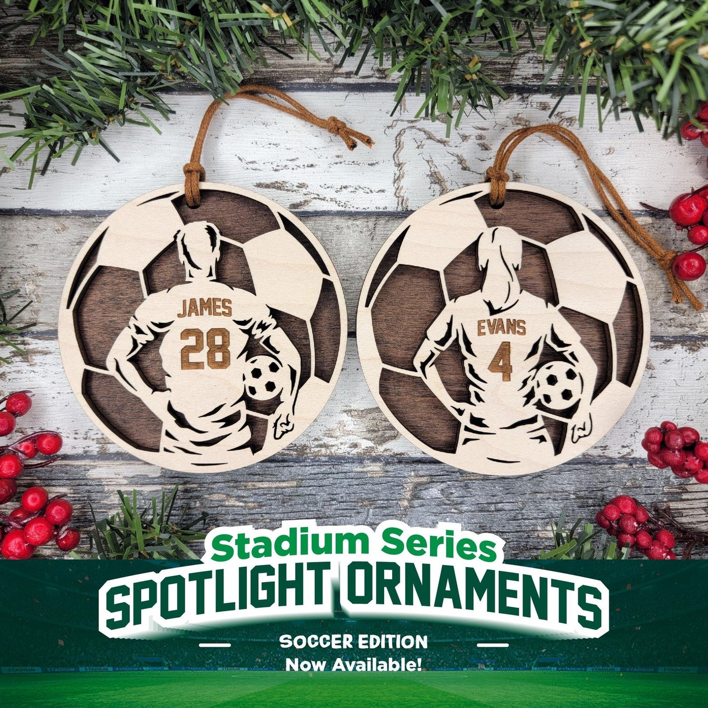 Stadium Spotlight SOCCER Ornaments Personalized Soccer Player Gift