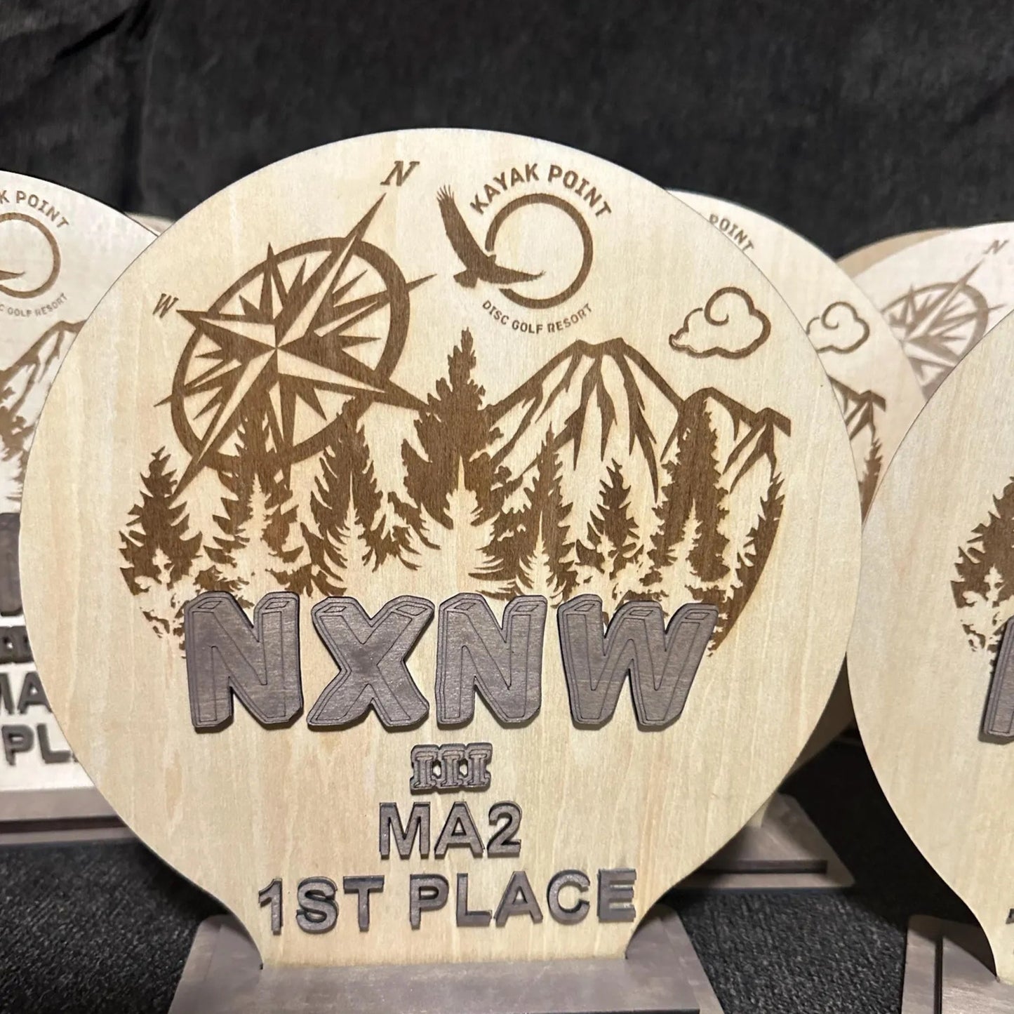 Disc Golf Laser Engraved Gift Custom Plaque Sports Discgolf Trophy Layered Wood