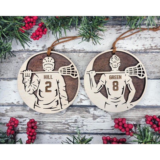 Stadium Spotlight LACROSSE 2 Layered Wooden Personalized Christmas Ornament Gift