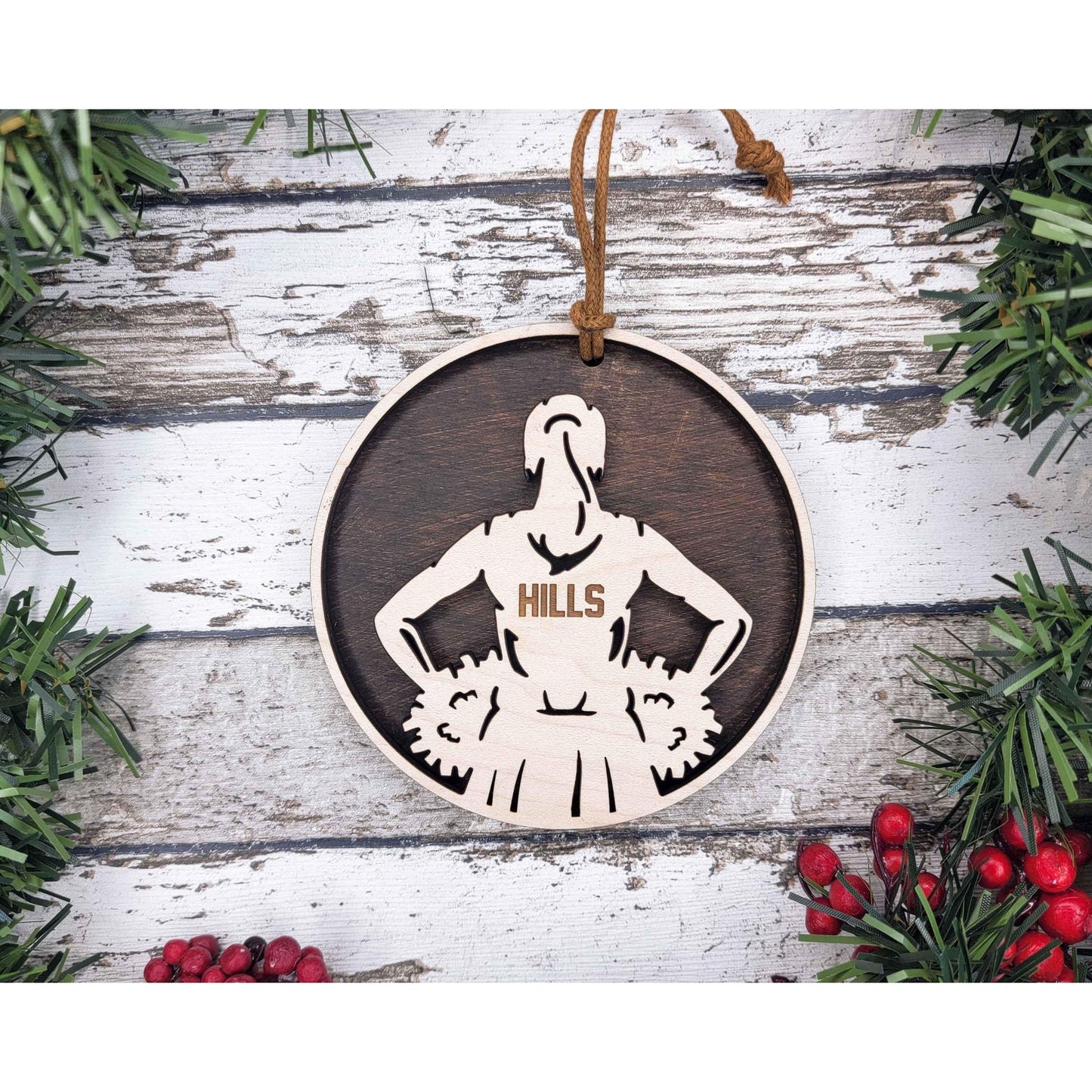 Stadium Spotlight CHEER 2 Layered Wooden Ornament Personalized Christmas Gift