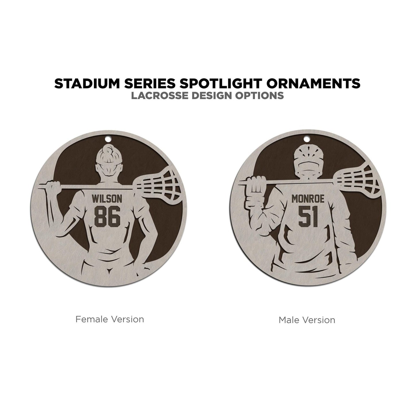 Stadium Spotlight LACROSSE 2 Layered Wooden Personalized Christmas Ornament Gift