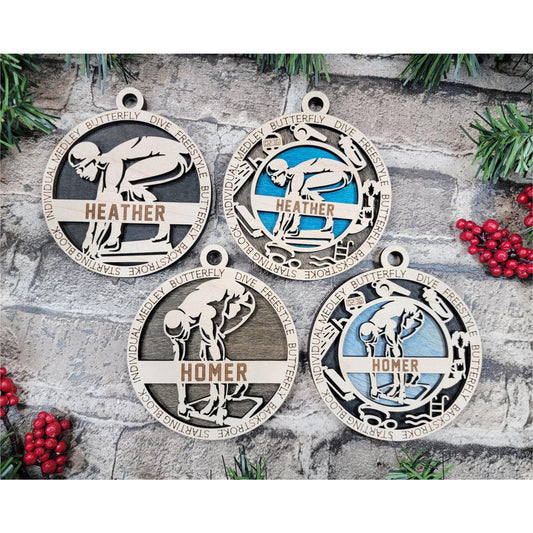 Personalized SWIMMING SWIMMER Ornament Male or Female Custom Name Gift