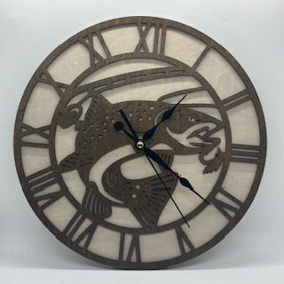 Custom BASS FISH FISHING Wall Clock Laser Cut Layered Wood Decor Gift