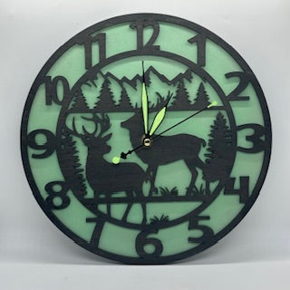 Custom DEER BUCKS Hunting Wildlife Wall Clock Laser Cut Layered Wood Decor Gift